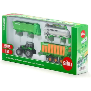 Traktor z naczepą, przyczepą i cysterną model metalowy SIKU S1848